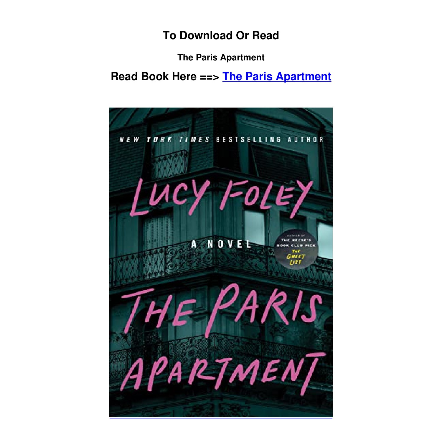 download EPub The Paris Apartment By Lucy Foley.pdf DocDroid