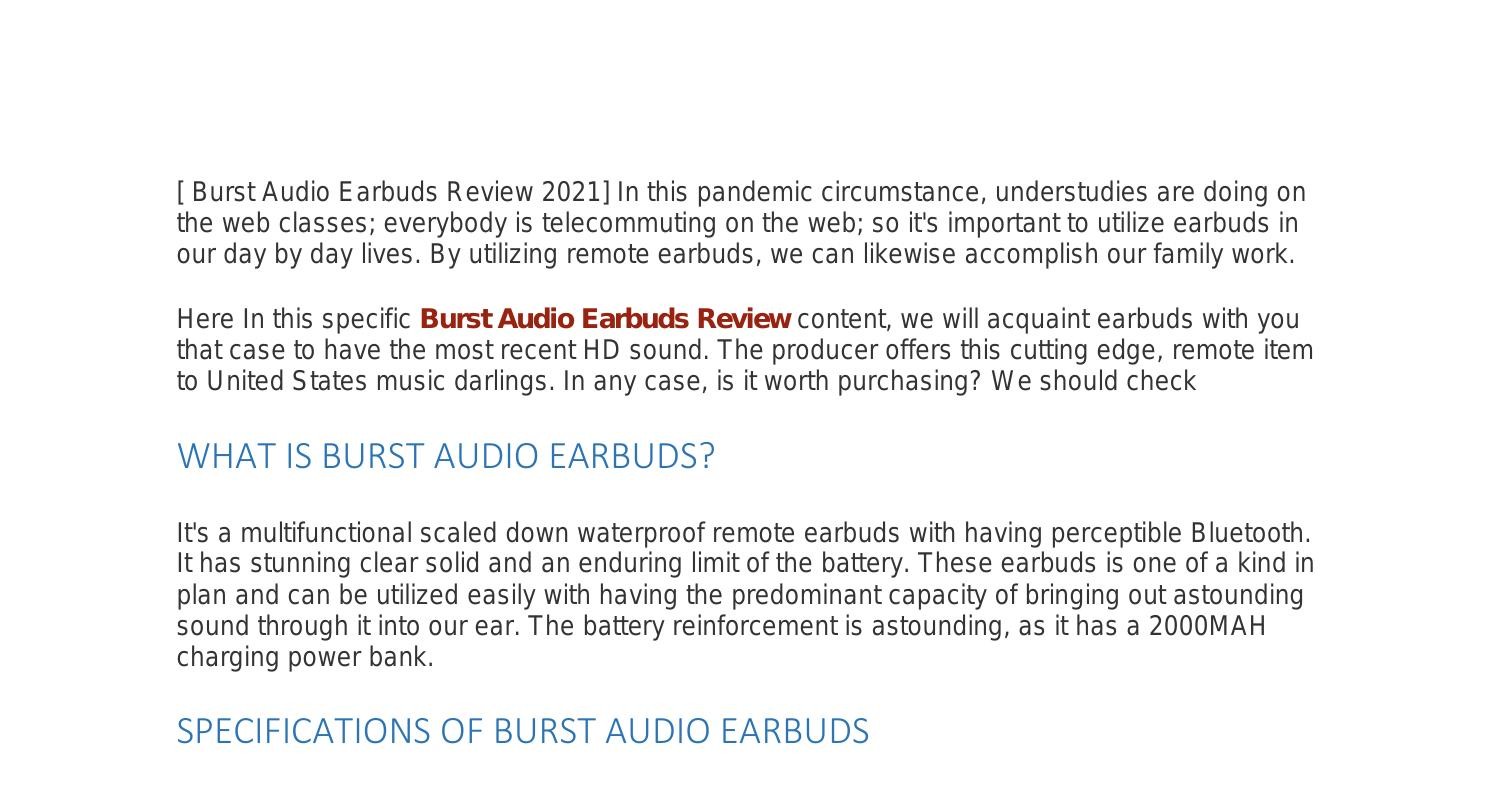 burst audio earbuds reviews