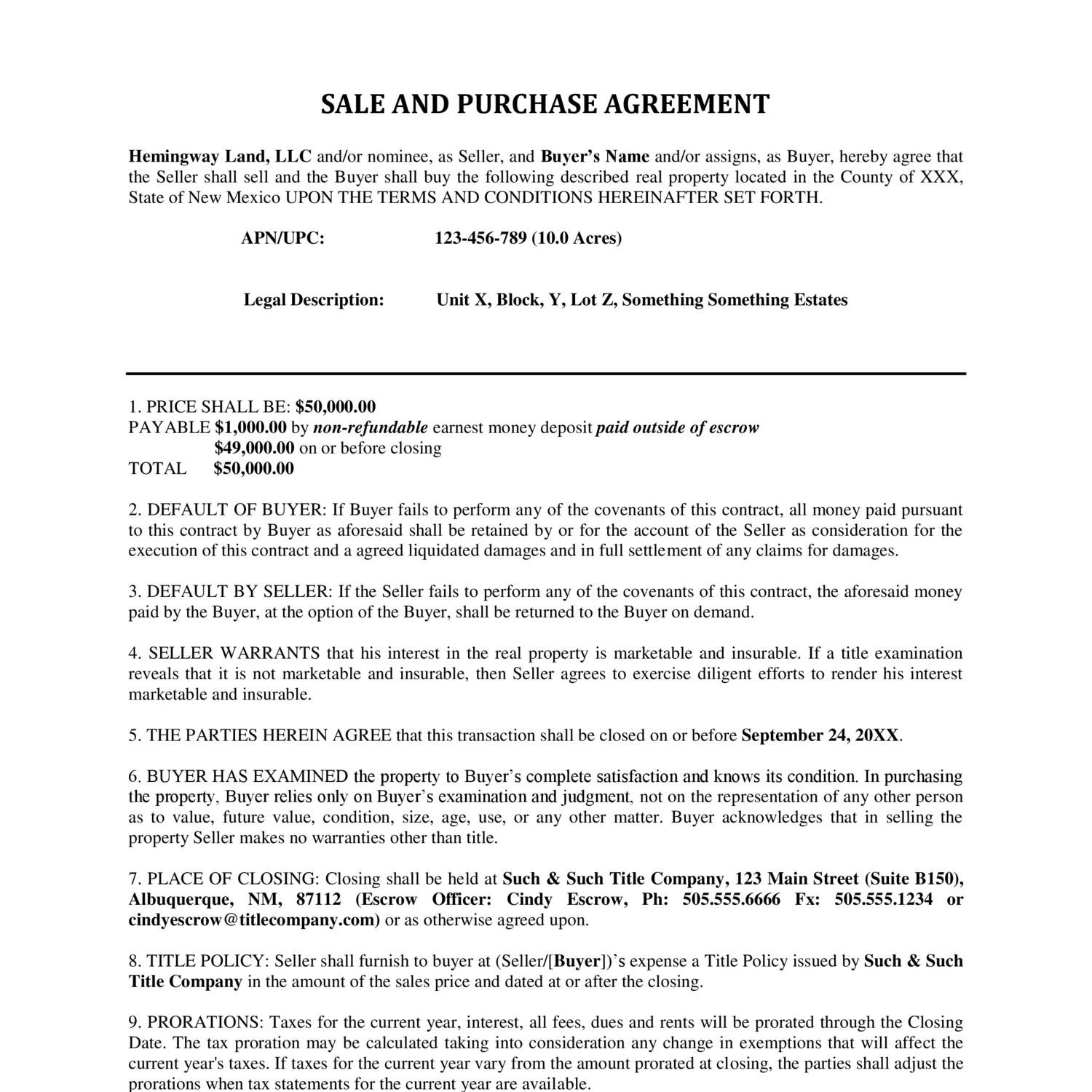 Sale & Purchase Agreement For Buyer - Generic Web Version.doc | DocDroid