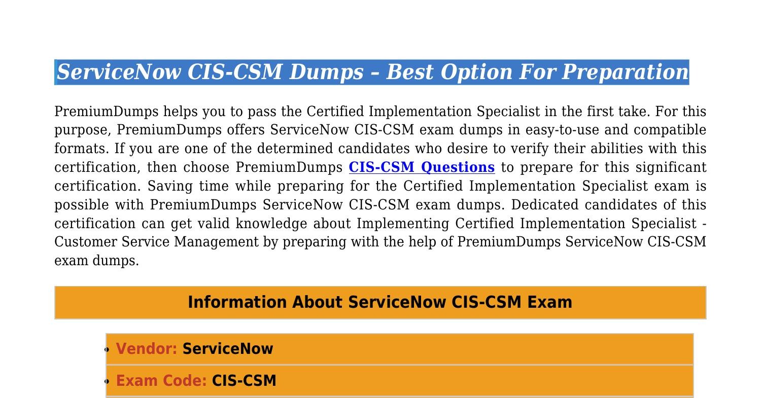 CIS-CSM Simulated Test