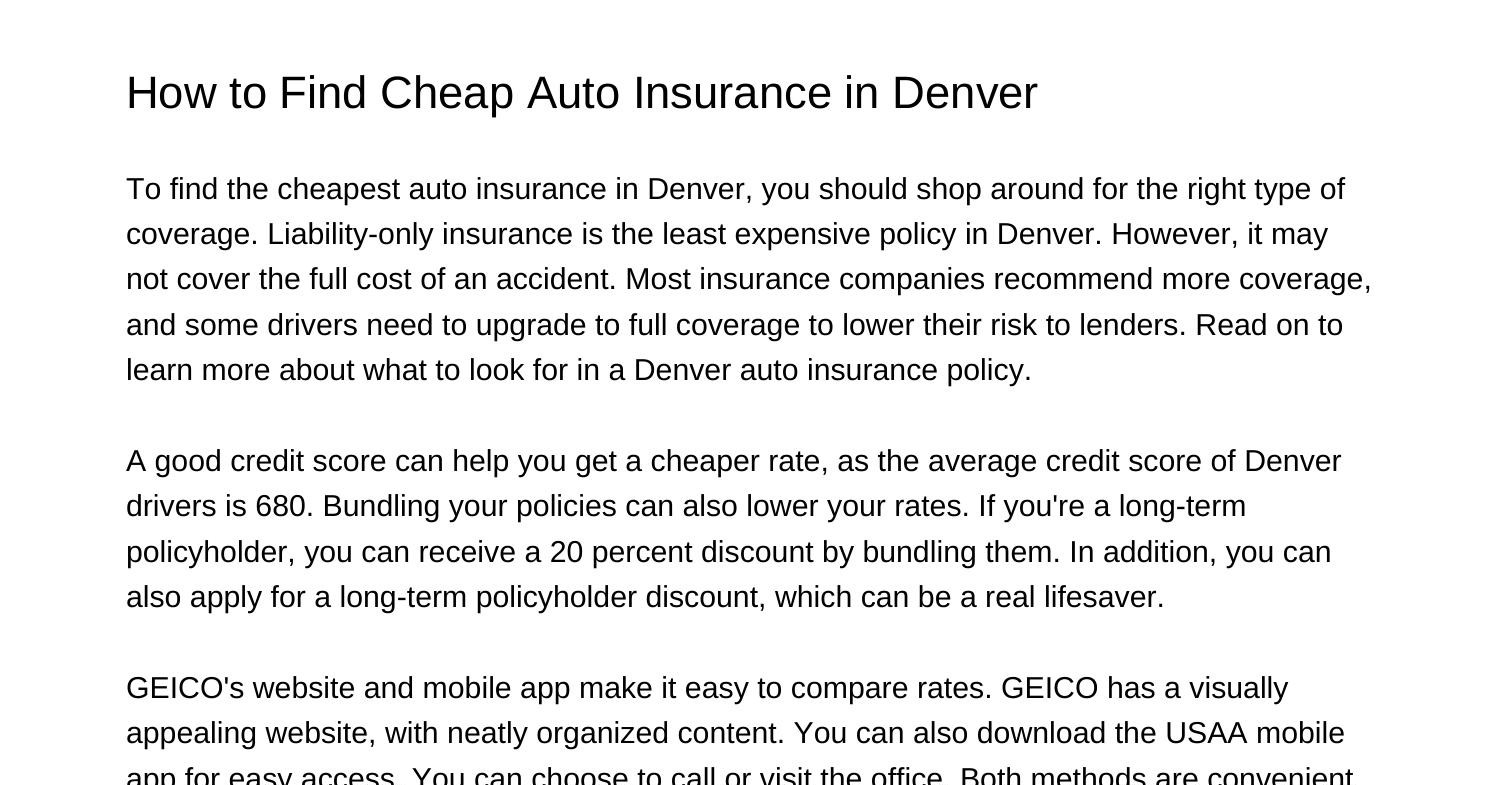 How To Find Cheap Auto Insurance In Denvergprrspdfpdf Docdroid 4891