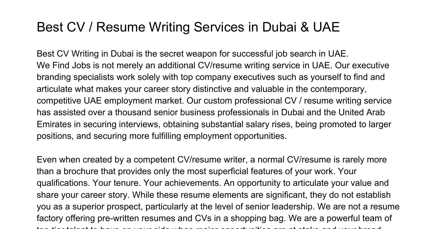 resume writing services dubai