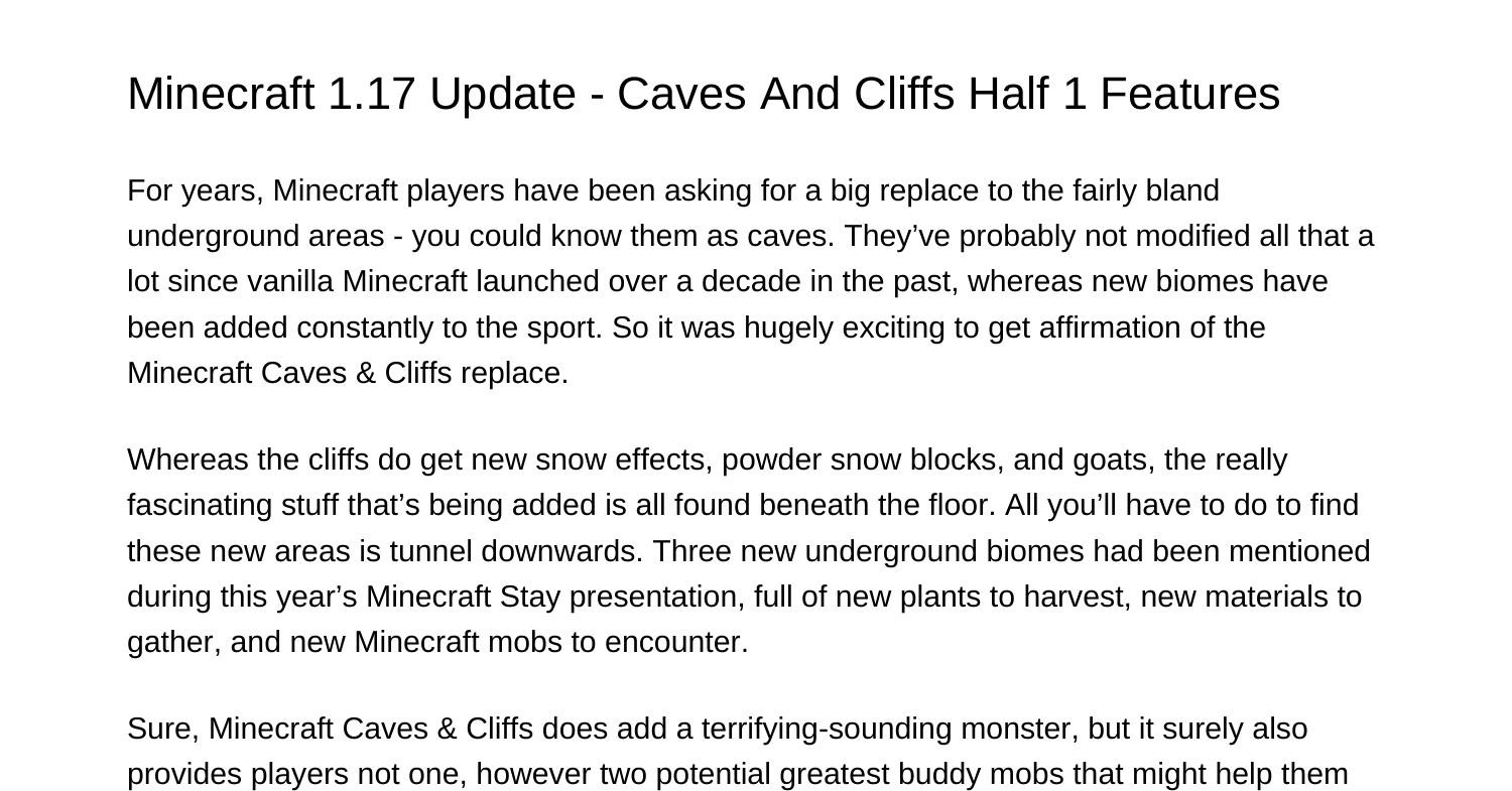 Minecraft 117 Update Caves And Cliffs Half 1 Optionsregujpdfpdf