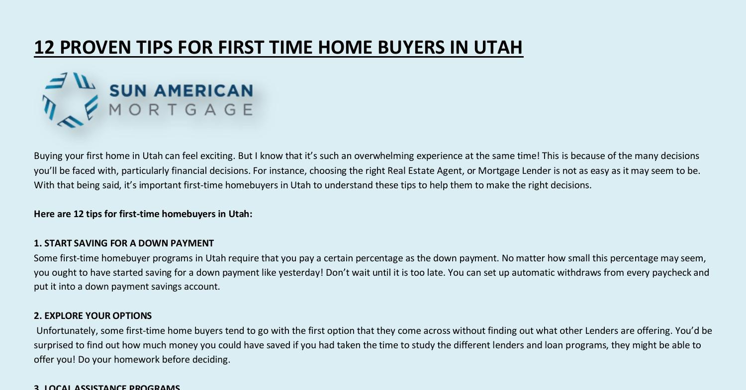 First Time Home Buyer Utah Requirements