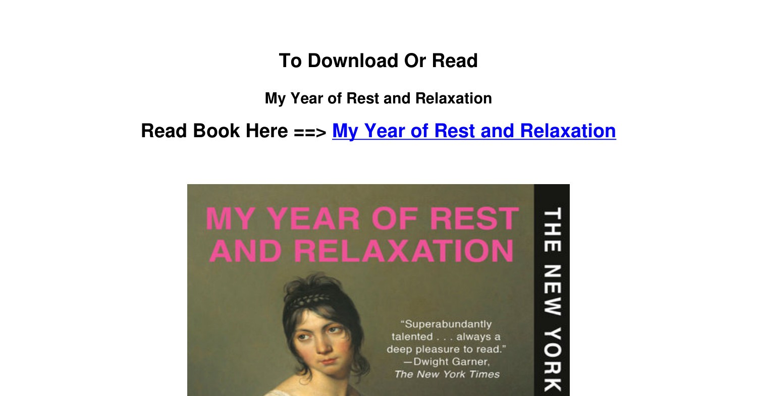 pdf download My Year of Rest and Relaxation By Ottessa Moshfegh.pdf 