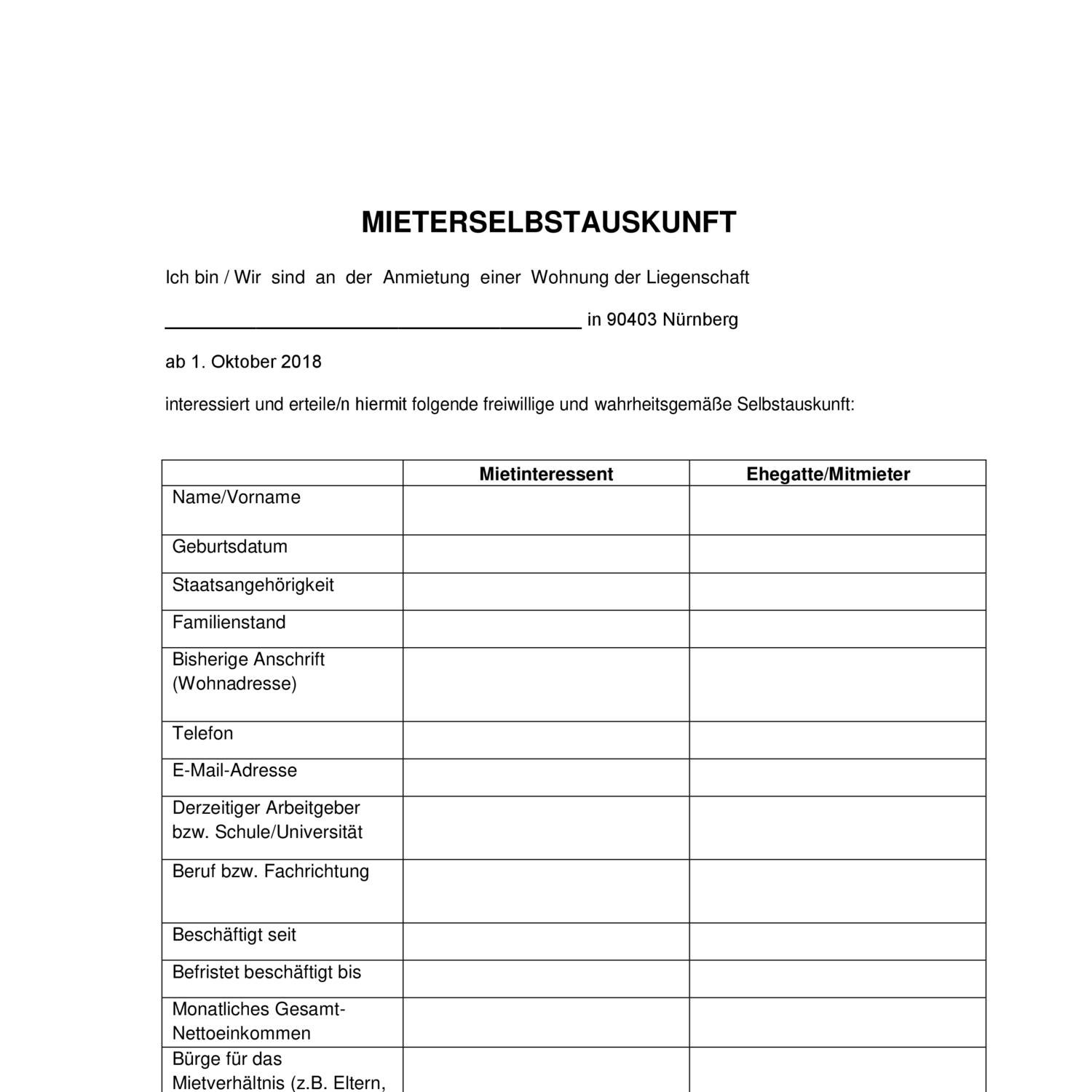 Mieterselbstauskunft Pdf Docdroid