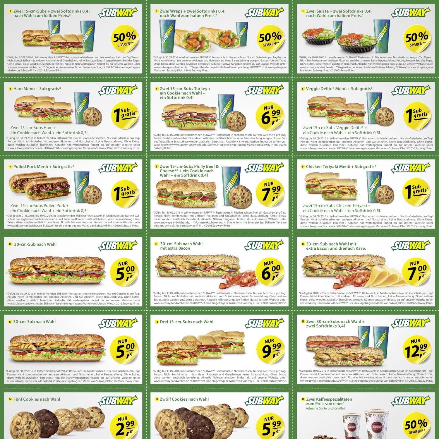 Subway Gutschein Kalender 