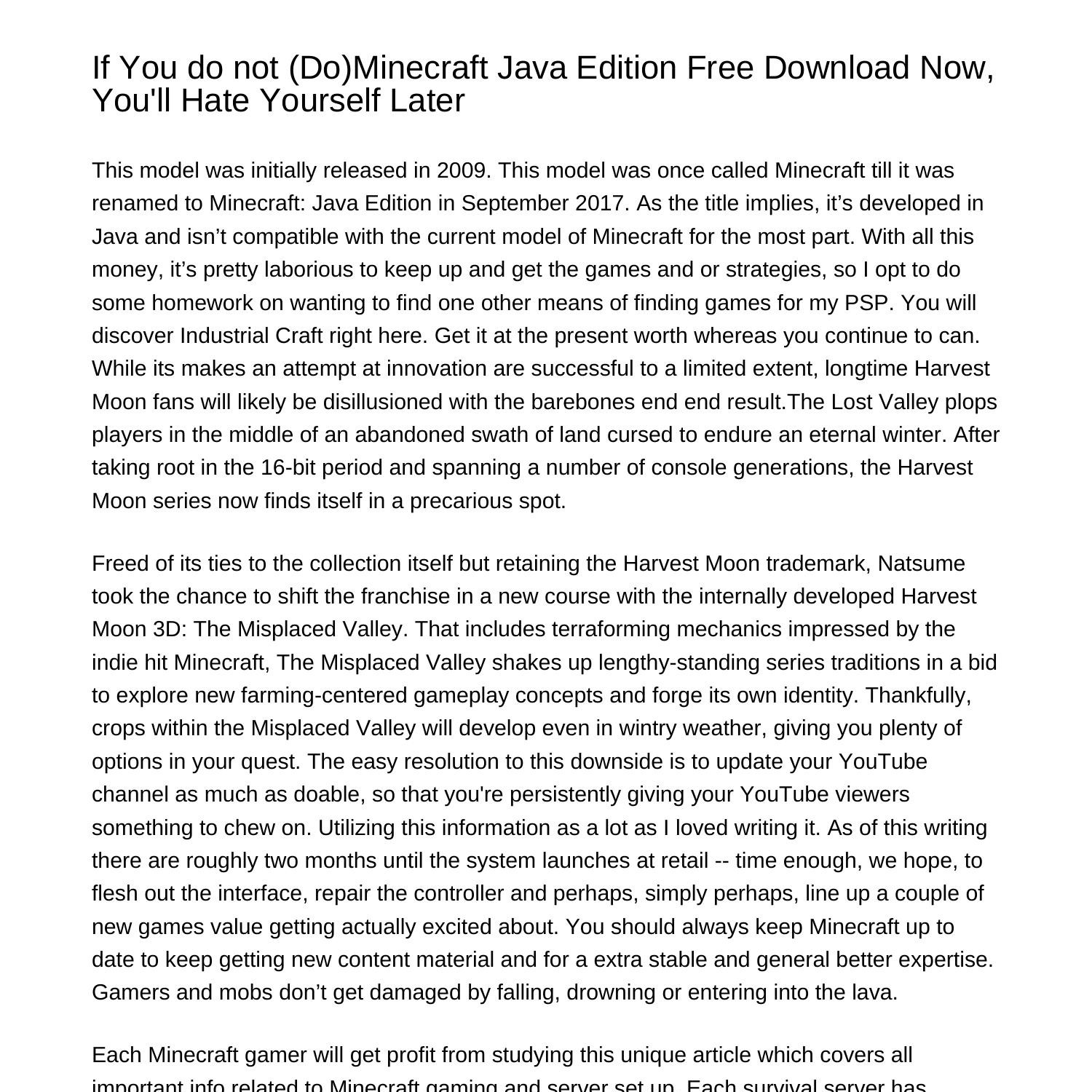 If You Do Not DoMinecraft Java Edition Free Download Now You Will Hate 